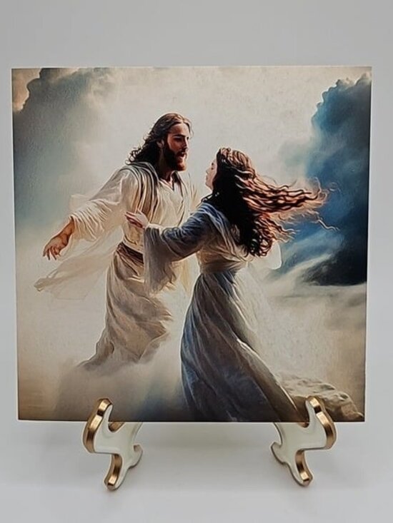 A Touch of The Exquisite Other - 4x4 Jesus in Heaven Wall Art Watercolor Oil Painting Print